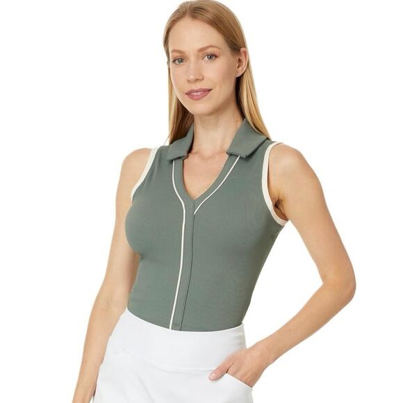 NWT Travis Mathew Sip & Sea Agave Green Size Small White Trim Sleeveless - Picture 7 of 7